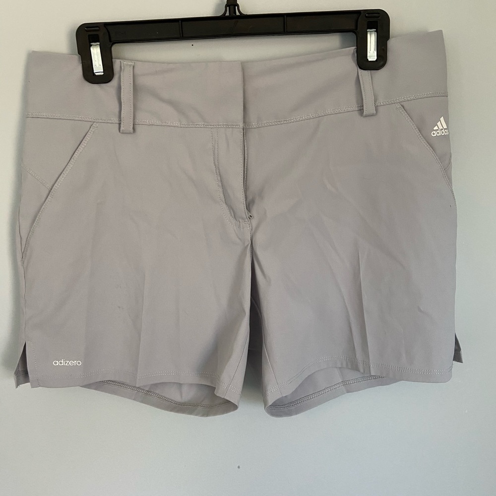 Adidas women’s gray gold shorts size 6